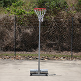 HART Sport portable netball stand with adjustable height netball posts and sturdy frame for outdoor or indoor use.