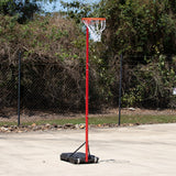 HART Base Netball Post with sturdy metal frame and adjustable height for outdoor netball games.