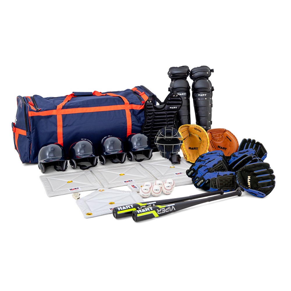 HART Club Baseball Kit with bat, ball, gloves, and helmet for youth baseball practice and games.