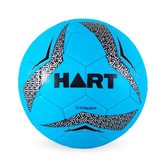 White HART Striker soccer ball size 5 with black and blue accents, perfect for training and matches