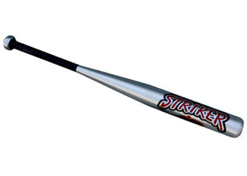 Junior NYDA Striker baseball bat in silver with black handle, lightweight design for youth baseball players.
