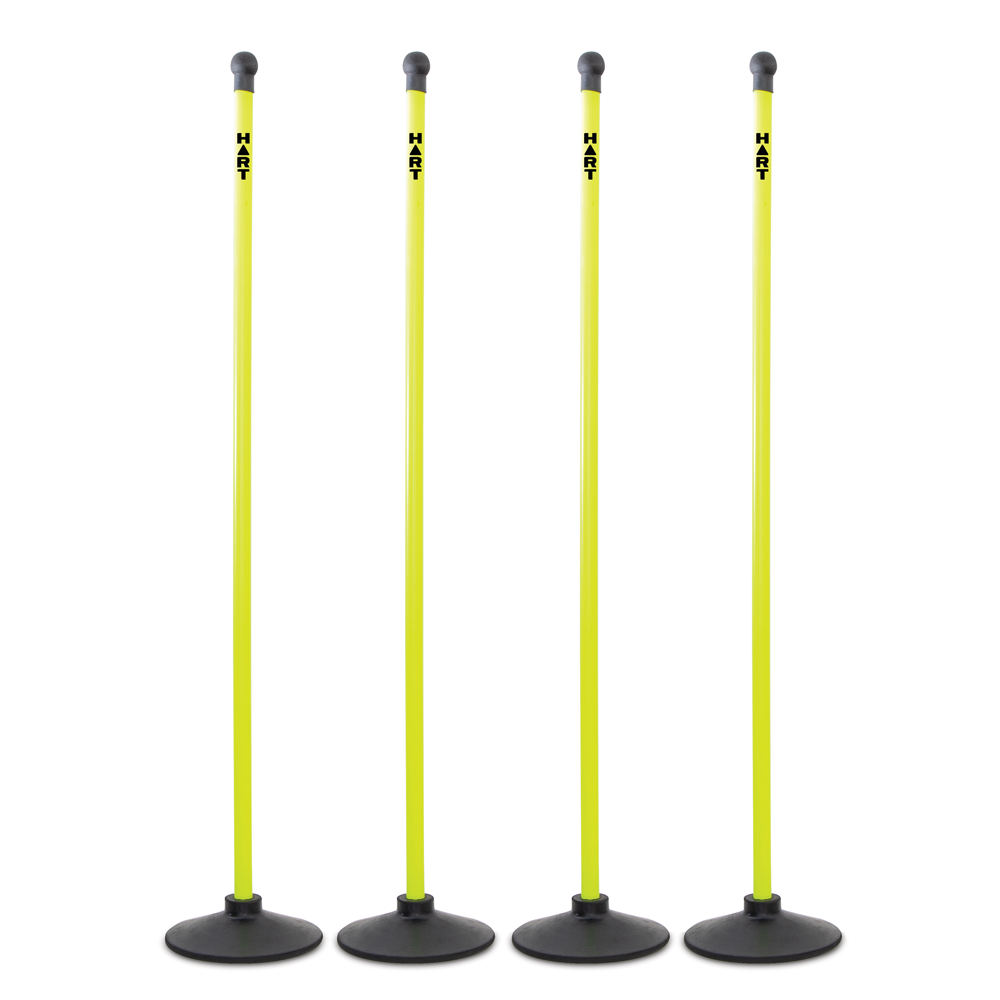 HART Safety Agility Pole Set with multiple orange and white poles for agility training and obstacle courses.