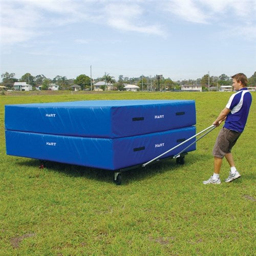 HART High Jump Mat Trolley with pneumatic tires, 3.6m x 1.8m for easy transport of high jump mats.