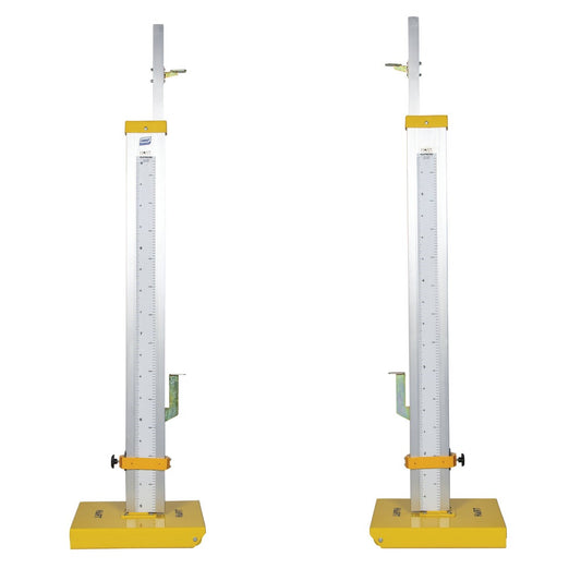 HART International High Jump Stands used in athletics, featuring adjustable metal supports for high jump events.