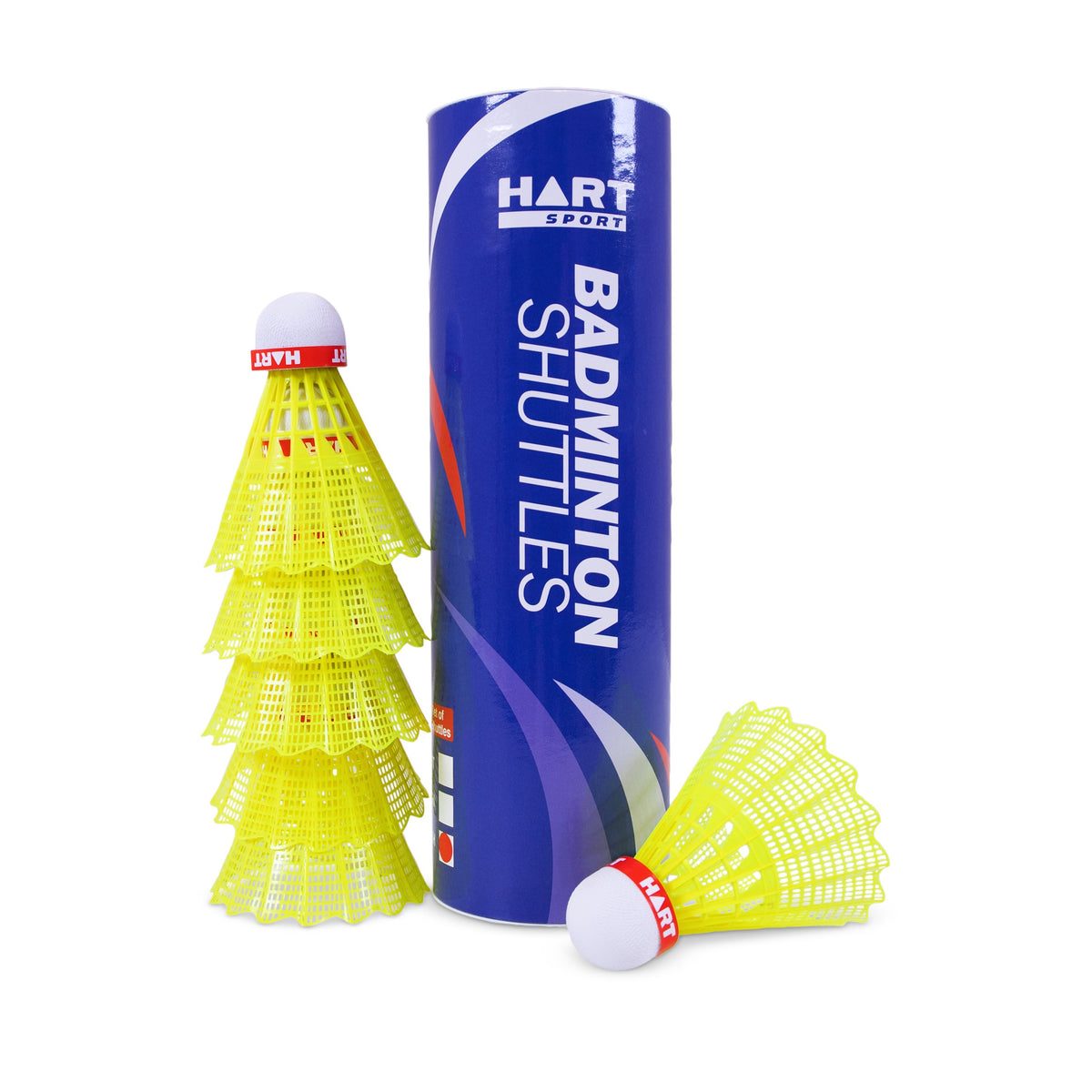 HART Sport Smash Shuttle in yellow, a badminton shuttlecock designed for fast-paced play, shown in close-up.