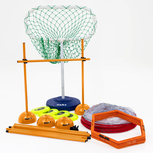 HART Home Obstacle Course Super Kit with yellow obstacles for kids' indoor play and active fun.