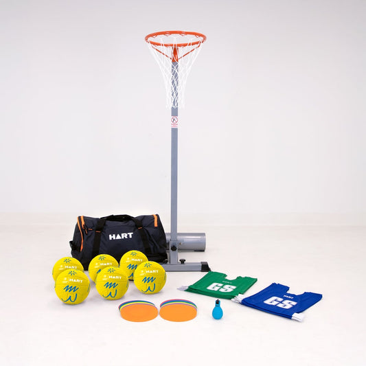 HART Netball Schools Y3-4 Starter Pack including netball accessories for young players, with balls, training gear, and equipment.