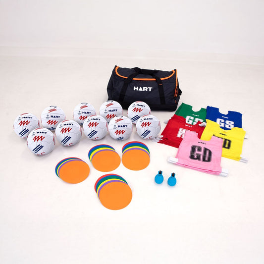 HART Netball secondary starter pack with netball accessories including ball, pump, and training gear for school sports.