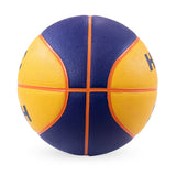 HART 3x3 basketball showing orange rubber surface with black branding and textured grip for outdoor play.