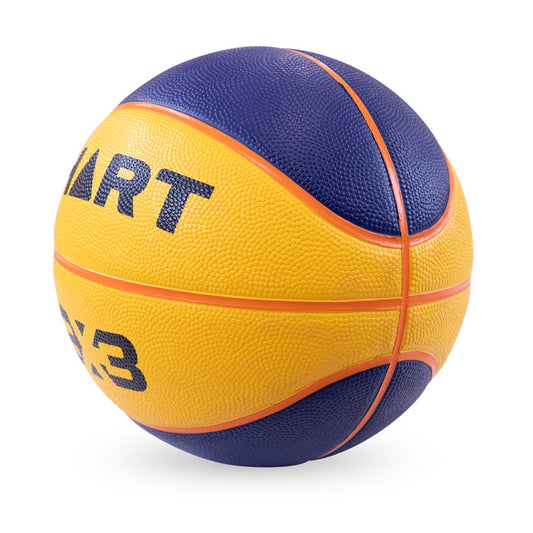 HART 3x3 basketball showing textured orange rubber surface and black branding, designed for 3-on-3 basketball games.