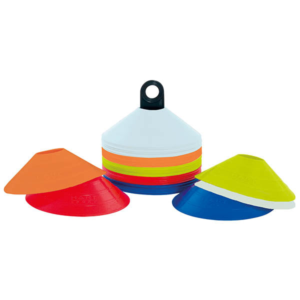 HART Field Marker Set with four bright orange markers on a grassy field for sports or outdoor activities.