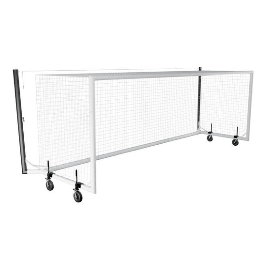 HART Sport portable aluminium soccer goal with stadium box design, sturdy frame, and net for easy setup and outdoor soccer matches.