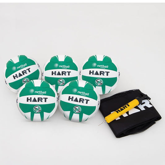 HART Sport TAS League Netball pack with multiple official-sized netballs featuring durable design and vibrant color.