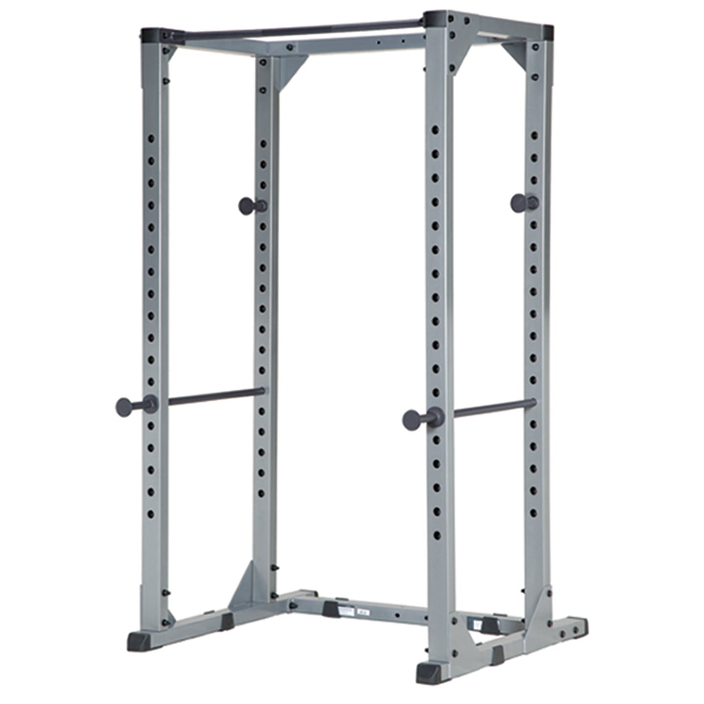 HART Power Rack for strength training with adjustable safety bars and multiple weight storage options.