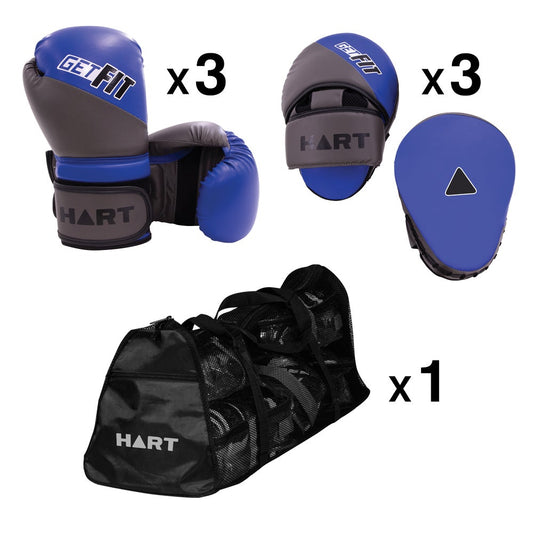 HART Group Boxing Kit for fitness, includes boxing gloves, hand wraps, and training gear for group workout sessions.