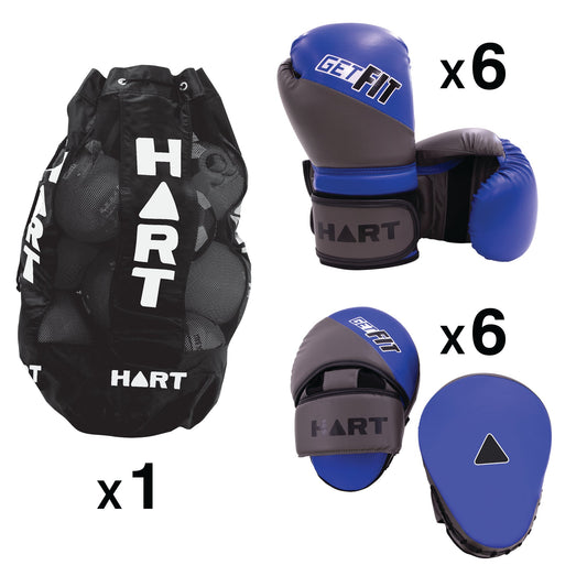 HART Group Boxing Kit for fitness with gloves, punching bag, and workout gear on a gym floor.