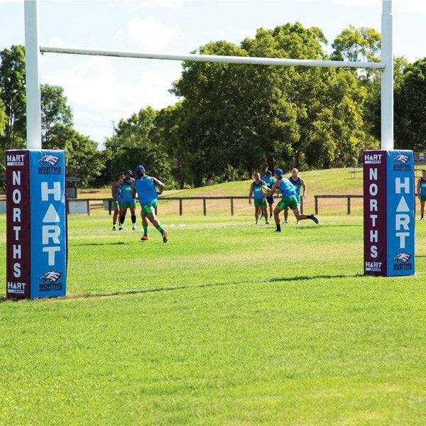 Custom Printed - HART Square Rugby Post Pads 50cm - 150mm Cut Out - HART Sport