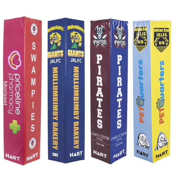 Custom Printed - HART Square Rugby Post Pads 35cm - 100mm Cut Out - HART Sport