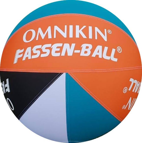 HART OMNIKIN Fassen Ball 17-inch fun ball with colorful design, suitable for outdoor play and recreational activities.