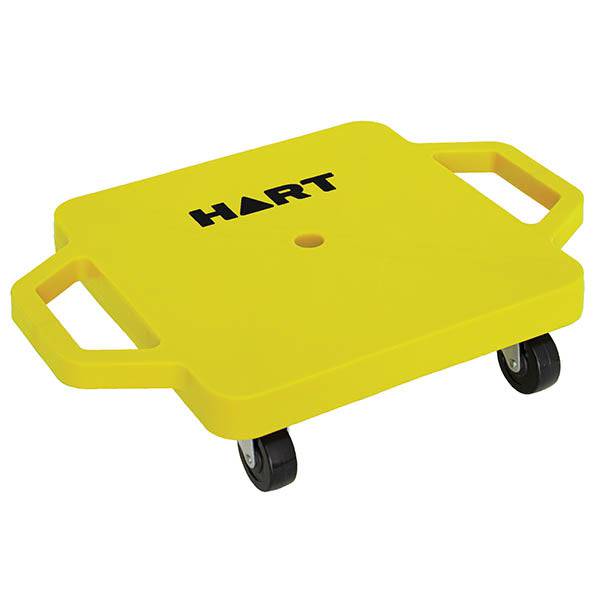 Small blue HART Scooter Board with rounded edges and handle grips, designed for kids' outdoor play.