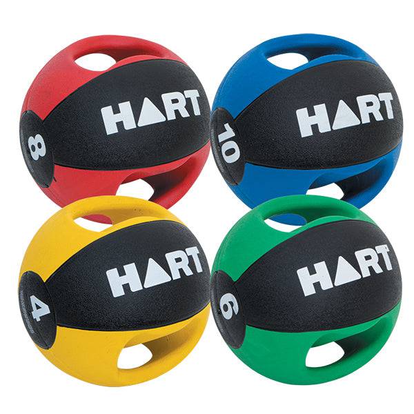 HART double grip medicine ball complete set with six different weighted medicine balls for strength training and workouts