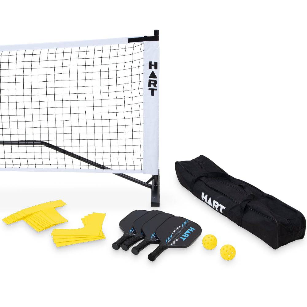 HART pickleball kit with court marking set, including paddles, balls, and court markings for outdoor pickleball games.