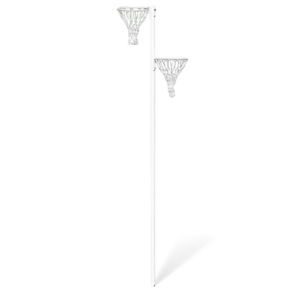 HART Pro Netball Posts with sturdy metal frame and netting for outdoor netball games, designed for durability and stability.