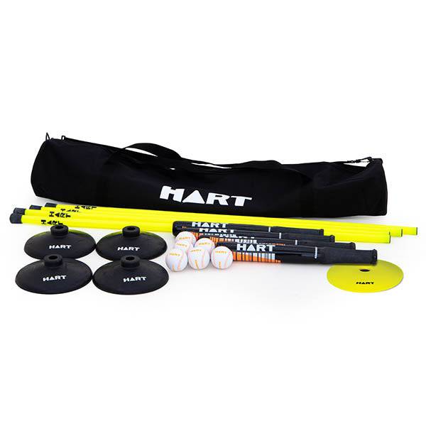 HART Rounders Kit with wooden bat, ball, and plastic wickets for outdoor game play