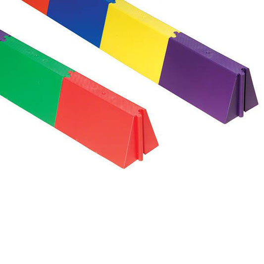 HART Straight Balance Beam for gymnastics training, showing the long padded balance surface on a gymnasium floor.