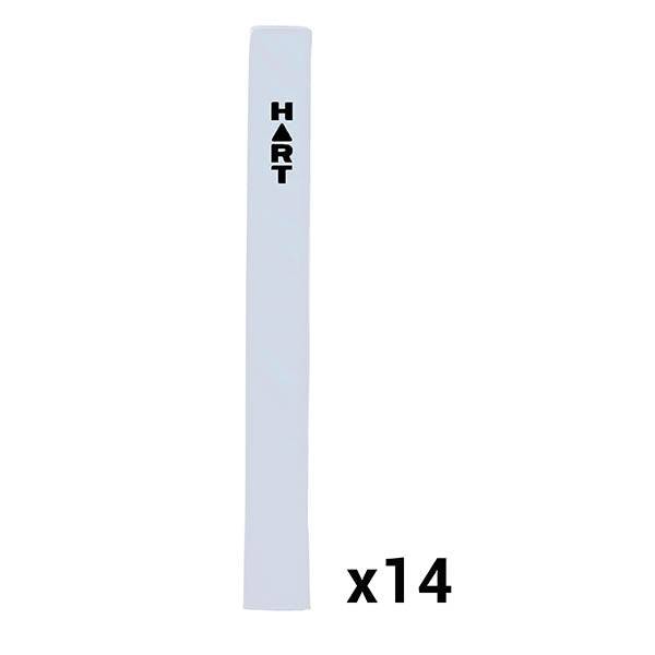 Set of four HART rugby sideline post pads with black and white padding for safety and protection on rugby field goal posts.